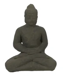 Seated Buddha Borobudur, 18cm high, cast lava stone, antique finish 